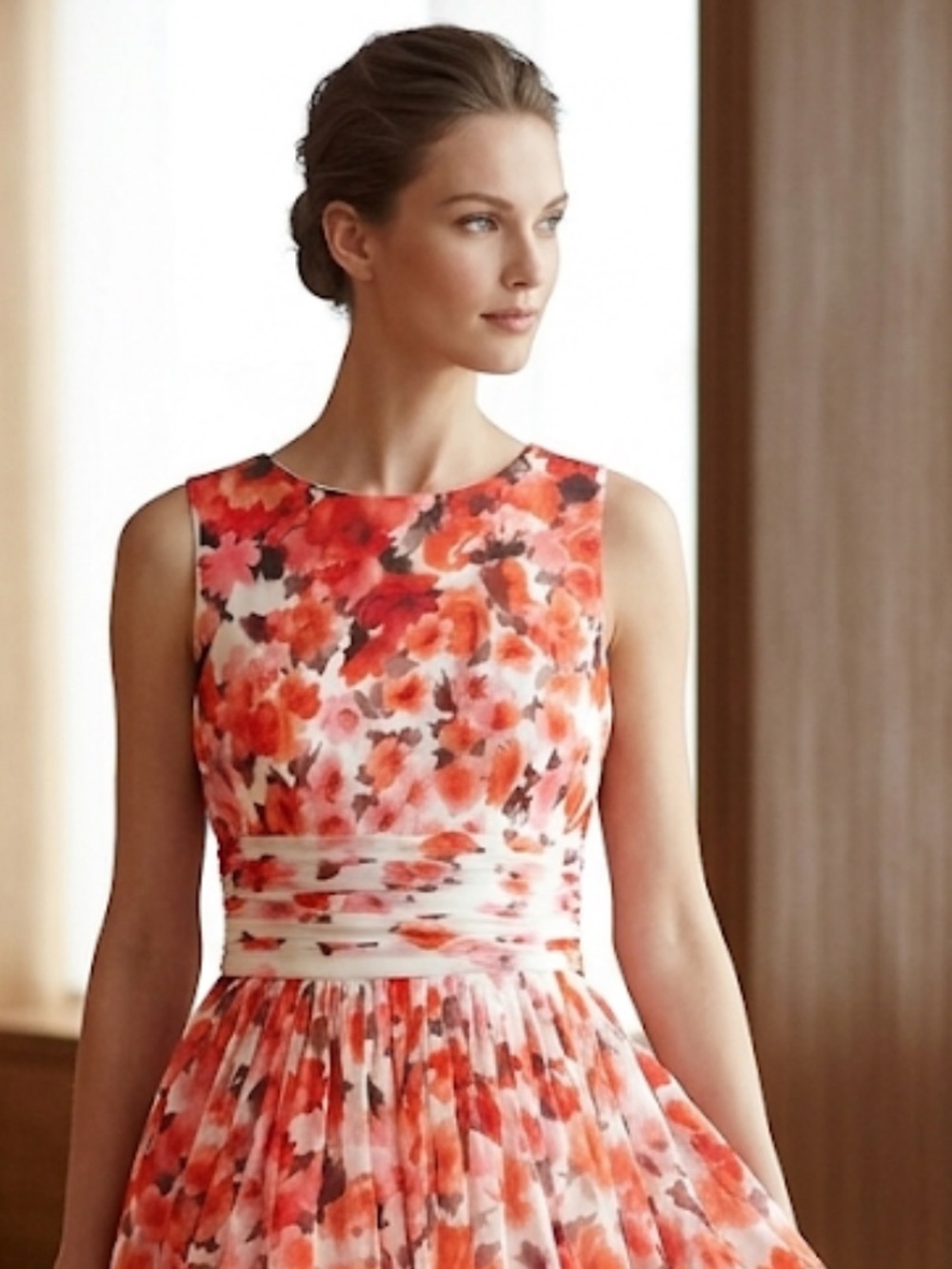 Lauren Ralph Lauren Floral Sleeveless Midi Dress in Red and Pink  NWT - Picture 2 of 7